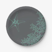 Kust Koraal en Sterren Vis Nautisch Strand Thema Papieren Bordje (Voorkant)