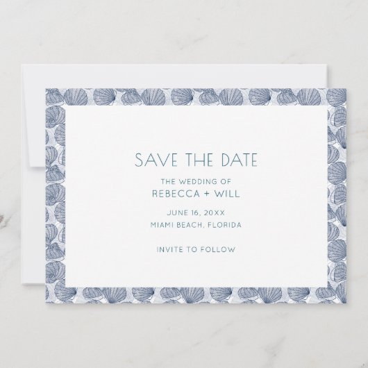 Kust kust Foto strand bruiloft Save The Date (Achterkant)