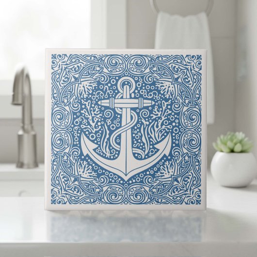 Kust Leven Serie Anker Blauw D1208 Tegeltje