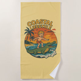 Kust Levensstijl Alligator Surfen Retro Surf Kunst Strandlaken