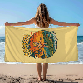 Kust Levensstijl Alligator Surfen Retro Surf Kunst Strandlaken