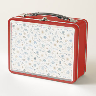 Kust luxe lichtblauwe lunchbox – Elegante patroon