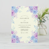 Kust Maagdenpalm Amethyst Waterverf Bruiloft Kaart (Staand voorkant)