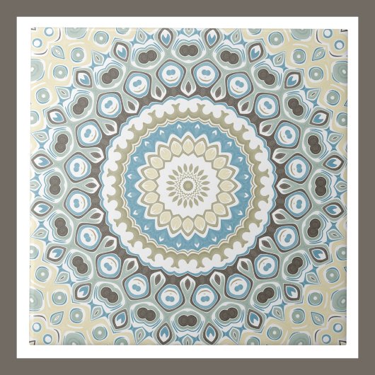 Kust Mandala in zand, blauw en drijfhout tonen Tegeltje