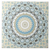 Kust Mandala in zand, blauw en drijfhout tonen Tegeltje (Voorkant)