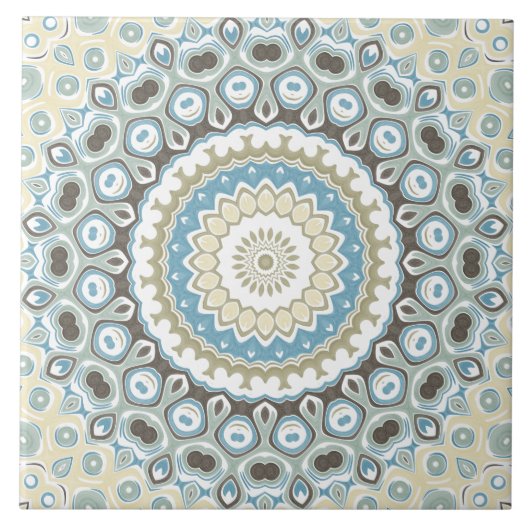 Kust Mandala in zand, blauw en drijfhout tonen Tegeltje (Voorkant)