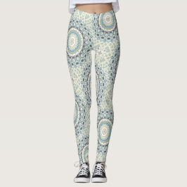 Kust Mandala in zand-, blauwe en drijfhouttinten Leggings