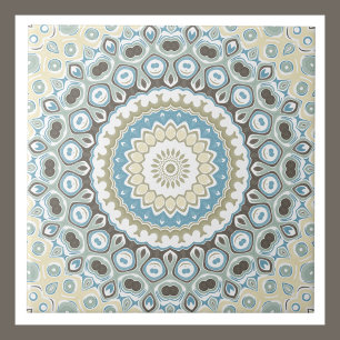 Kust Mandala in zand-, blauwe en drijfhouttinten Tegeltje