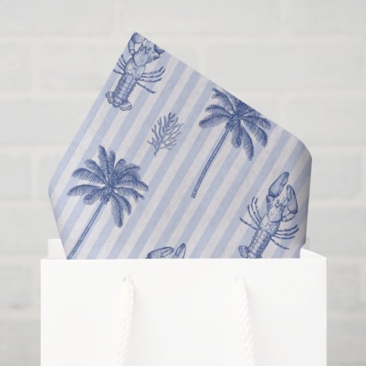 Kust Mariene Blauwe Gestreepte Patroon Tissuepapier (Cadeauzakje)