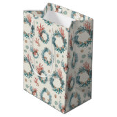 Kust Mariene Vintage Kerstkrans Patroon Medium Cadeauzakje (Achterkant Gekanteld)