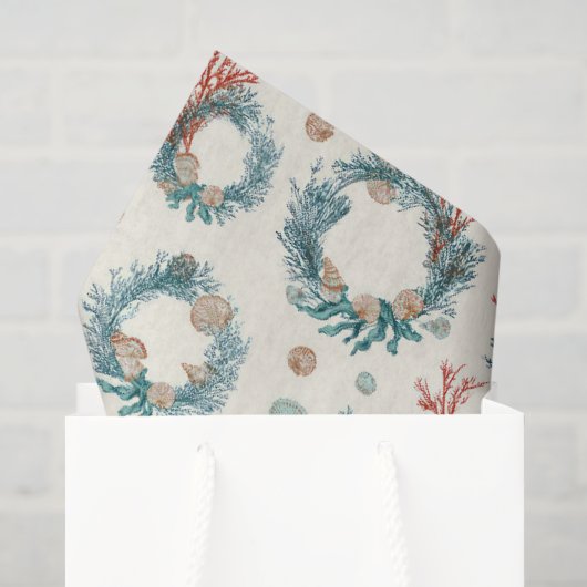 Kust Mariene Vintage Kerstkrans Patroon Tissuepapier (Cadeauzakje)