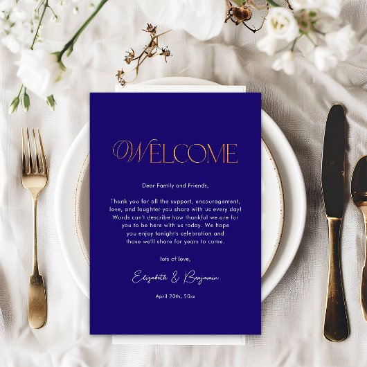 Kust Marine Blauw Goud Bedankt Card Wedding