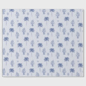 Kust Maritiem Blauw Gestreept Patroon Cadeaupapier (Vlak)