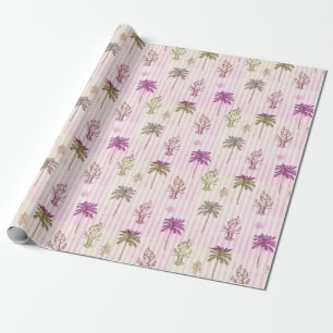 Kust Maritiem Paarse Gouden Gestreepte Patroon Cadeaupapier
