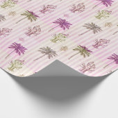 Kust Maritiem Paarse Gouden Gestreepte Patroon Cadeaupapier (Hoek)