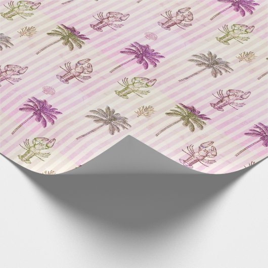 Kust Maritiem Paarse Gouden Gestreepte Patroon Cadeaupapier (Hoek)