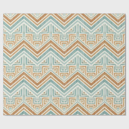 Kust Maze Waterverf Aqua & Terracotta Cadeaupapier