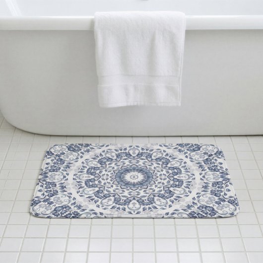 Kust Mediterraan Stof Blauw Bloemmotief Mandala Badmat