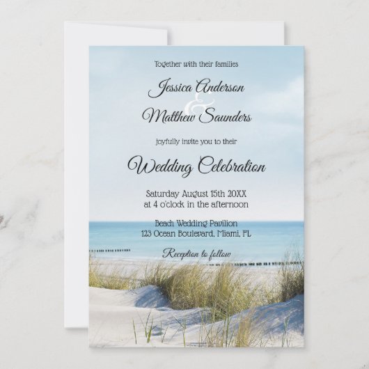 Kust met Dunes Beach Wedding Invitation Kaart (Voorkant)