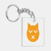 Kust met gesloten Eyes Emoji Cat Sleutelhanger (Voorkant Links)