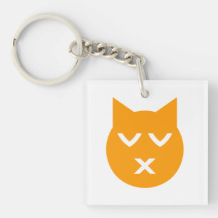 Kust met gesloten Eyes Emoji Cat Sleutelhanger