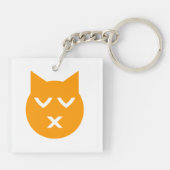 Kust met gesloten Eyes Emoji Cat Sleutelhanger (Achterkant)