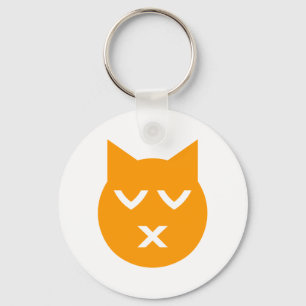 Kust met gesloten Eyes Emoji Cat Sleutelhanger