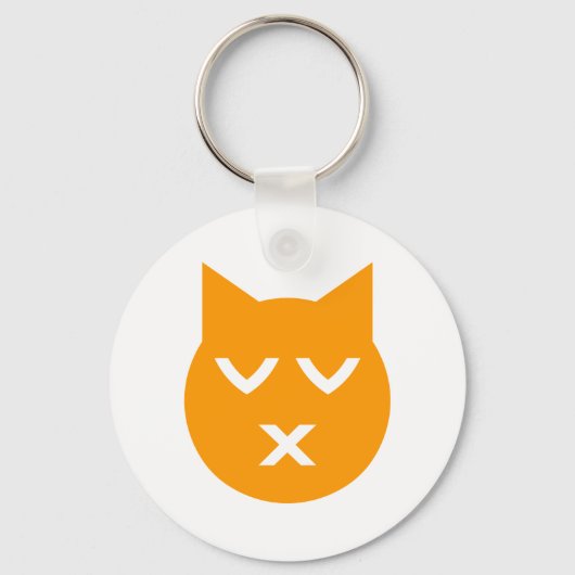 Kust met gesloten Eyes Emoji Cat Sleutelhanger (Voorkant)