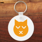 Kust met gesloten Eyes Emoji Cat Sleutelhanger (Voorkant)