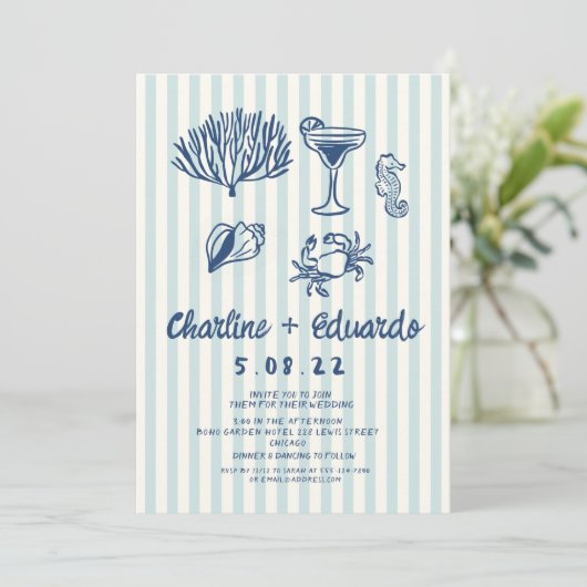 Kust met handschrift  Retro trouwkaart Kaart (Staand voorkant)