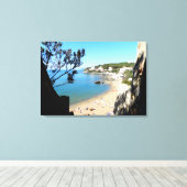 Kust met strand en hotels. Digitale kunst, schilde Canvas Afdruk (Insitu (Houten vloer))