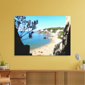 Kust met strand en hotels. Digitale kunst, schilde Canvas Afdruk (Insitu (Woonkamer))