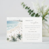 Kust Miami Beach Palm Tree Bruiloft Receptie Informatiekaartje (Staand voorkant)
