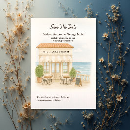 Kust Middellandse Zee Ocean Wedding Save the Date Kaart