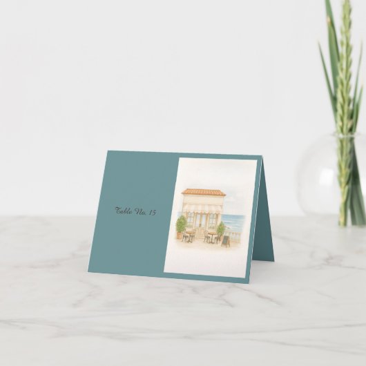 Kust Middellandse Zee Trouwtafel nummers Bedankkaart (Voorkant)