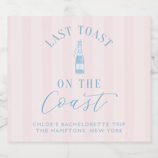 Kust Modern Bachelorette Party Papieren servetten Sparkling Wijnetiket (Enkel label)