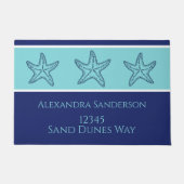 Kust Modern Navy Blauw Blauwgroen Monogram Zeester Deurmat (Voorkant)