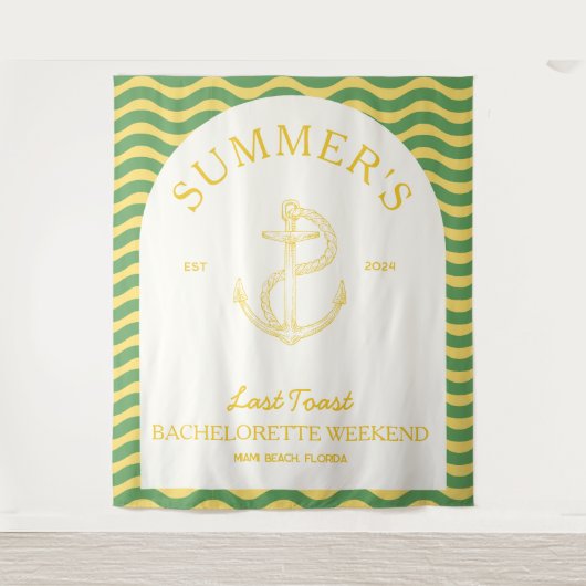 Kust Modern Tropisch Retro Bachelorette geel Wandkleed (Voorkant)