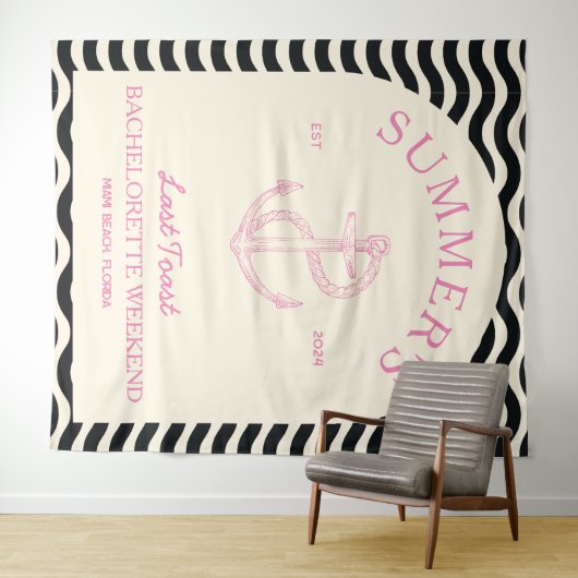 Kust Modern Tropisch Roze Retro Bachelorette Wandkleed (In Situ (horizontaal))