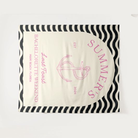 Kust Modern Tropisch Roze Retro Bachelorette Wandkleed (Voorkant (horizontaal))