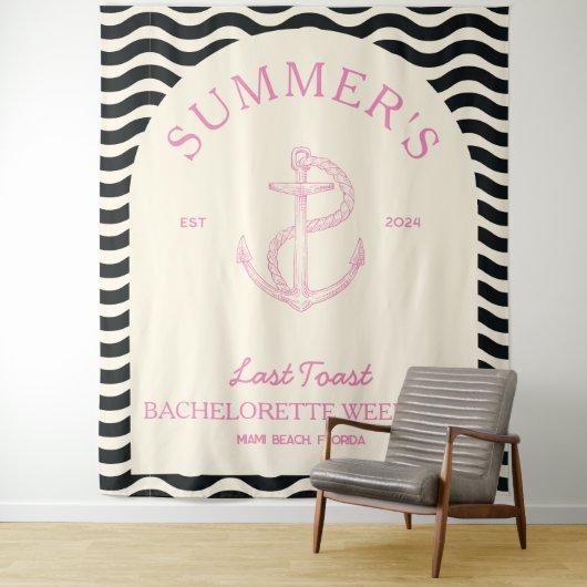 Kust Modern Tropisch Roze Retro Bachelorette Wandkleed (In situ)