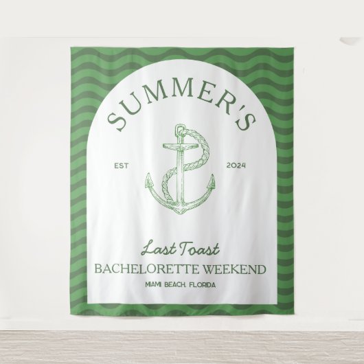 Kust Moderne Tropische Groene Retro Bachelorette Wandkleed (Voorkant)
