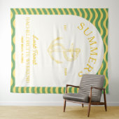 Kust Moderne Tropische Retro Bachelorette geel Wandkleed (In Situ (horizontaal))