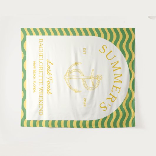 Kust Moderne Tropische Retro Bachelorette geel Wandkleed (Voorkant (horizontaal))