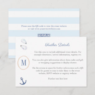 Kust Monogram Baby Shower Registratie QR Code Informatiekaartje