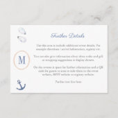 Kust Monogram Baby Shower Registratie QR Code  Informatiekaartje (Voorkant)