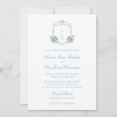 Kust Monogram Crest All-in-one Trouwkaart Kaart (Voorkant)