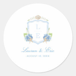 Kust Monogram Crest Trouw Ronde Sticker
