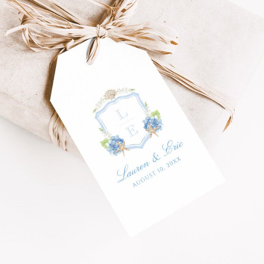 Kust Monogram Crest Trouwdag Cadeaulabel
