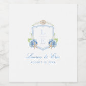 Kust Monogram Crest Trouwdag Wijn Etiket (Enkel label)